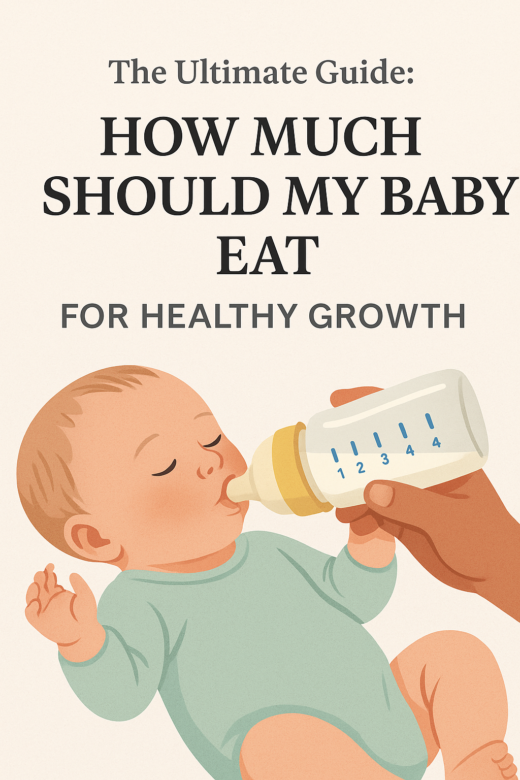 How much should my baby eat illustration of a newborn being bottle-fed for healthy growth and nutrition guidance.
