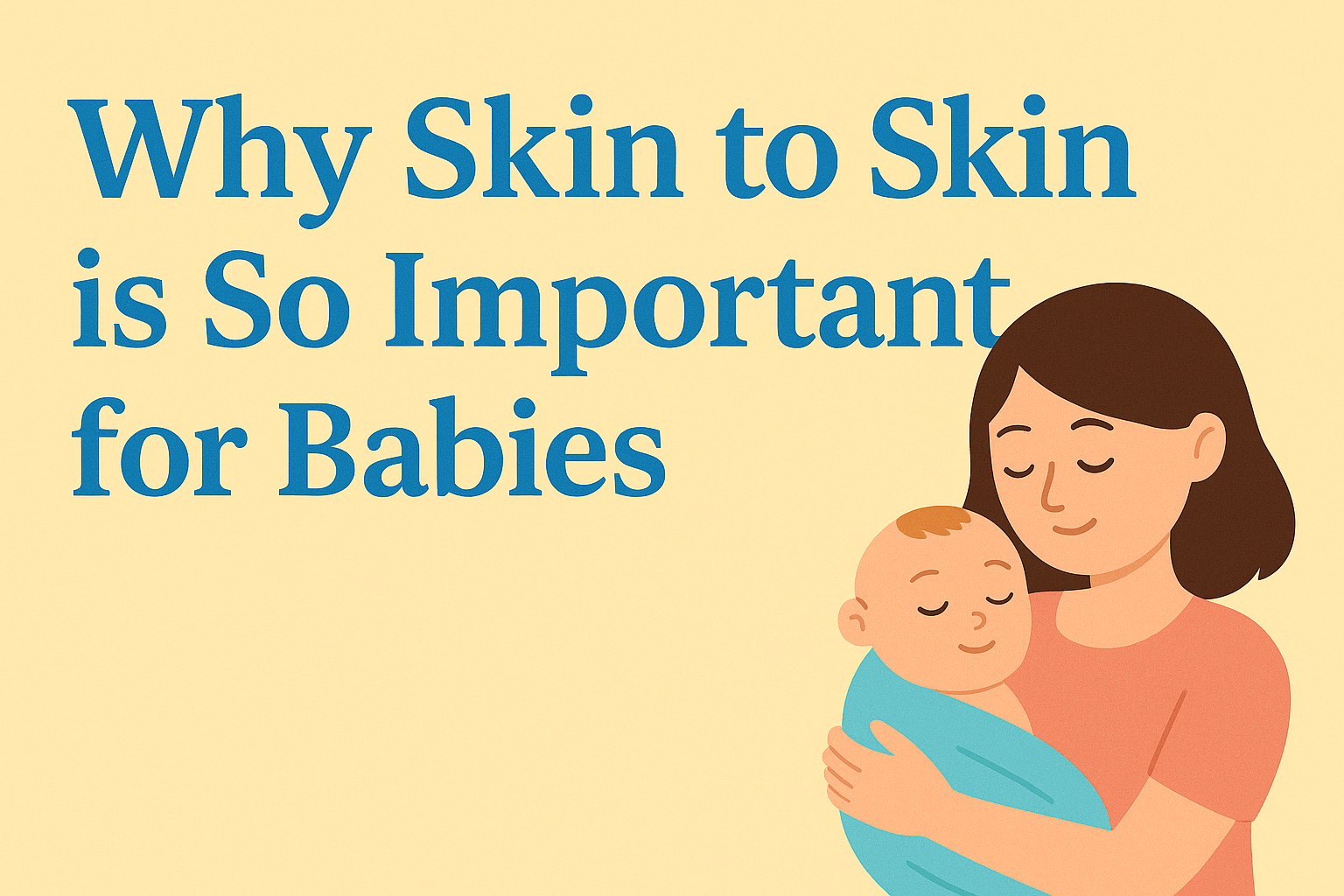 Illustration of a mother holding her baby to show why skin to skin is important for babies.