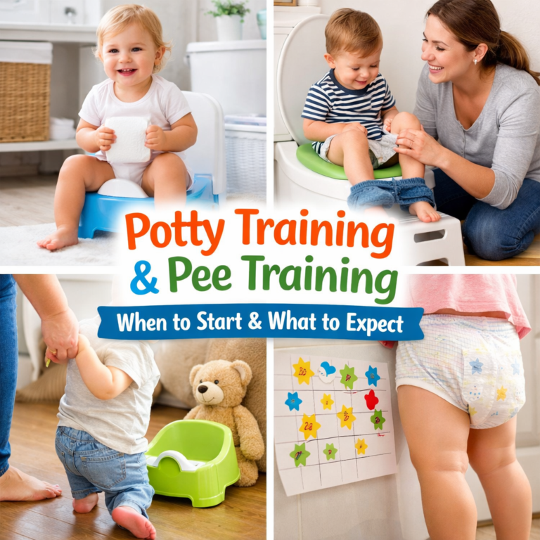 Toddler learning potty training and pee training with parent support in bathroom routine